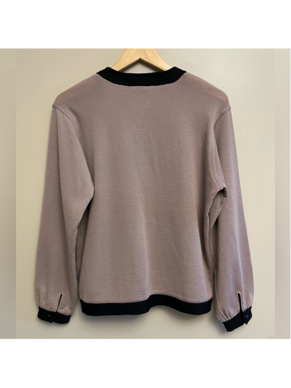 Eaton Vintage 100% Wool Medium Taupe Two Piece Set Skirt Long Sleeve Sweater - Picture 7 of 11
